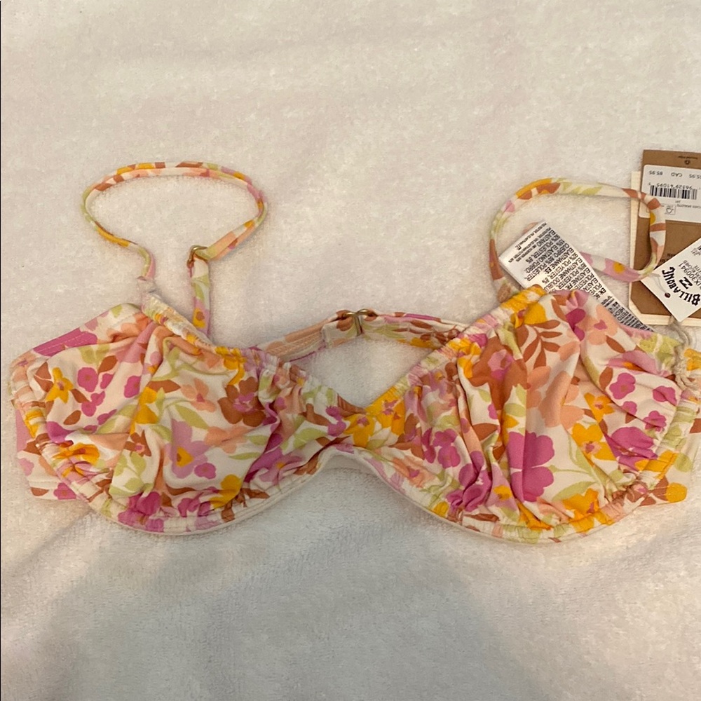 Billabong Floral Bikini Top - Pink and Yellow